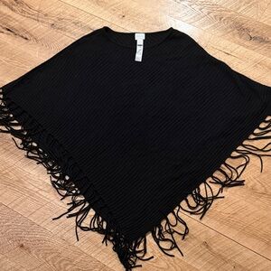 Chico's Black Fringe Poncho